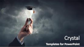  Presentation with education - Audience pleasing presentation theme consisting of concept of business education backdrop and a tawny brown colored foreground