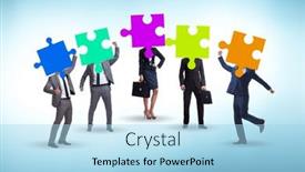  Presentation with jigsaw - PPT theme with concept-of-business-people and a light blue colored foreground