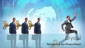  Presentation with office - Presentation theme consisting of concept-of-businessman-escaping background and a light blue colored foreground