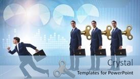  Presentation with office - Presentation consisting of concept-of-businessman-escaping background and a light blue colored foreground