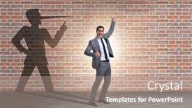  Presentation with shadow - Audience pleasing slide set consisting of concept-of-businessman-liar backdrop and a coral colored foreground