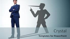  Presentation with shadow - Presentation theme with concept-of-businessman-liar background and a light blue colored foreground