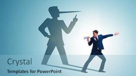  Presentation with shadow - Beautiful PPT layouts featuring concept-of-businessman-liar backdrop and a light blue colored foreground
