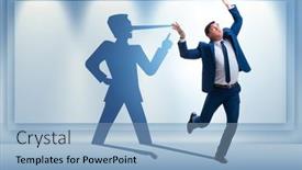  Presentation with shadow - Presentation design featuring concept-of-businessman-liar background and a light blue colored foreground