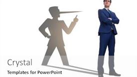  Presentation with shadow - Slide set enhanced with concept-of-businessman-liar background and a white colored foreground