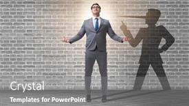  Presentation with shadow - Presentation with concept-of-businessman-liar background and a gray colored foreground