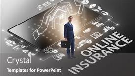  Presentation with insurance - Beautiful PPT theme featuring concept-of-buying-insurance-online backdrop and a gray colored foreground