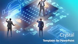  Presentation with insurance - Presentation design consisting of concept-of-buying-insurance-online background and a teal colored foreground