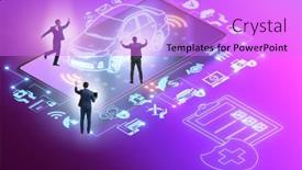  Presentation with insurance - Colorful slide set enhanced with concept-of-buying-insurance-online backdrop and a lilac colored foreground