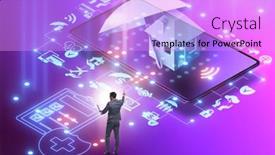  Presentation with insurance - Slide deck having concept-of-buying-insurance-online background and a lilac colored foreground