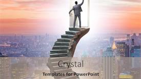  Presentation with career - Slide deck with concept-of-career-ladder background and a mint green colored foreground