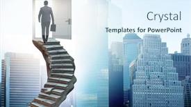  Presentation with career - PPT theme featuring concept-of-career-ladder background and a sky blue colored foreground