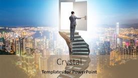  Presentation with career - PPT theme featuring concept-of-career-ladder background and a coral colored foreground