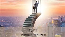  Presentation with career - Amazing slide deck having concept-of-career-ladder backdrop and a coral colored foreground