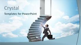  Presentation with career - Beautiful theme featuring concept-of-career-ladder backdrop and a sky blue colored foreground