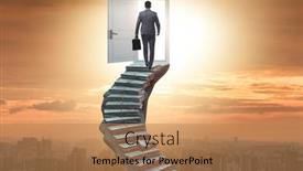  Presentation with career - Amazing PPT theme having concept-of-career-ladder backdrop and a coral colored foreground