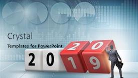 Presentation with 2020 - Presentation design featuring concept of changing year from 2019 to 2020 background and a light blue colored foreground