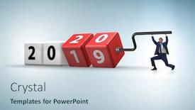  Presentation with 2019 - Presentation with concept of changing year from 2019 to 2020 background and a lemonade colored foreground