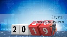 Presentation with 2019 - Cool new presentation theme with employee month - concept of changing year backdrop and a light blue colored foreground