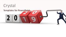  Presentation with 2019 - Cool new presentation design with concept-of-changing-year backdrop and a sky blue colored foreground