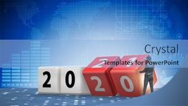  Presentation with candles for 2020 new year - Presentation design with concept-of-changing-year background and a light blue colored foreground