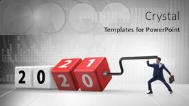  Presentation with candles for 2020 new year - PPT theme with concept-of-changing-year background and a light gray colored foreground