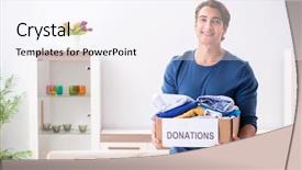  Presentation with charity - Cool new presentation theme with concept of charity with donated backdrop and a sky blue colored foreground