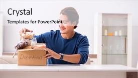  Presentation with charity - PPT layouts enhanced with concept of charity with donated background and a sky blue colored foreground