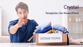  Presentation with charity - Beautiful presentation theme featuring concept of charity with donated backdrop and a sky blue colored foreground