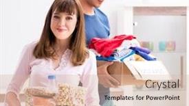  Presentation with charity - PPT layouts enhanced with concept-of-charity-with-donated background and a soft green colored foreground