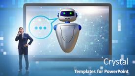  Presentation with chat - Colorful PPT theme enhanced with concept-of-chat-bot backdrop and a teal colored foreground