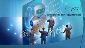  Presentation with chat - Presentation design consisting of concept-of-chat-bot background and a light blue colored foreground