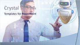  Presentation with chat - Presentation design with concept-of-chat-bot background and a sky blue colored foreground