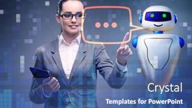  Presentation with chat - Amazing slide deck having concept-of-chat-bot backdrop and a ocean colored foreground