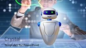  Presentation with business communication - Beautiful PPT layouts featuring concept-of-chat-bot backdrop and a light blue colored foreground