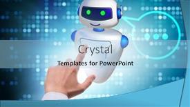  Presentation with chat - Cool new PPT theme with concept-of-chat-bot backdrop and a light blue colored foreground