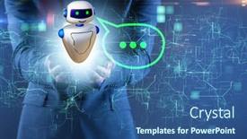  Presentation with business communication - Cool new slide set with concept-of-chat-bot backdrop and a ocean colored foreground