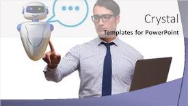  Presentation with business communication - Colorful presentation enhanced with concept-of-chat-bot backdrop and a white colored foreground