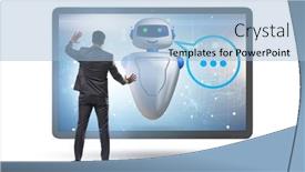  Presentation with business communication - Presentation theme consisting of concept-of-chat-bot background and a light blue colored foreground