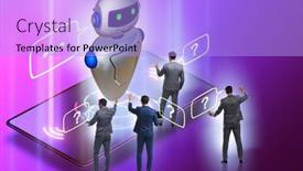  Presentation with business communication - Beautiful PPT theme featuring concept-of-chat-bot backdrop and a light blue colored foreground