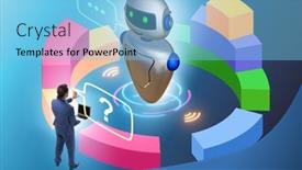  Presentation with business communication - Audience pleasing presentation theme consisting of concept-of-chat-bot backdrop and a light blue colored foreground