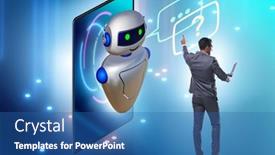  Presentation with chat - Amazing PPT theme having concept-of-chat-bot backdrop and a ocean colored foreground