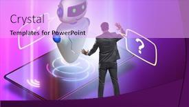  Presentation with business communication - PPT layouts having concept-of-chat-bot background and a lavender colored foreground