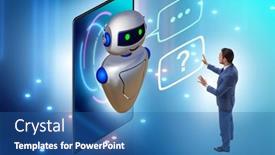  Presentation with business communication - Slide set enhanced with concept-of-chat-bot background and a ocean colored foreground