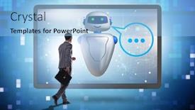  Presentation with business communication - Amazing slide set having concept-of-chat-bot backdrop and a light blue colored foreground