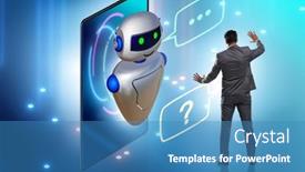  Presentation with chat - Presentation theme featuring concept-of-chat-bot background and a teal colored foreground