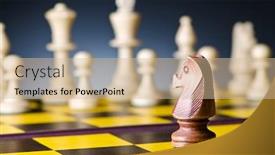  Presentation with chess pieces - Presentation theme with concept of chess game background and a soft green colored foreground