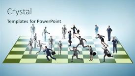  Presentation with robots - PPT theme consisting of concept-of-chess-played background and a sky blue colored foreground