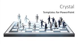  Presentation with robots - Presentation design consisting of concept-of-chess-played background and a white colored foreground