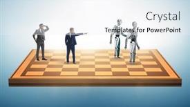  Presentation with robots - Slide set enhanced with concept-of-chess-played background and a white colored foreground